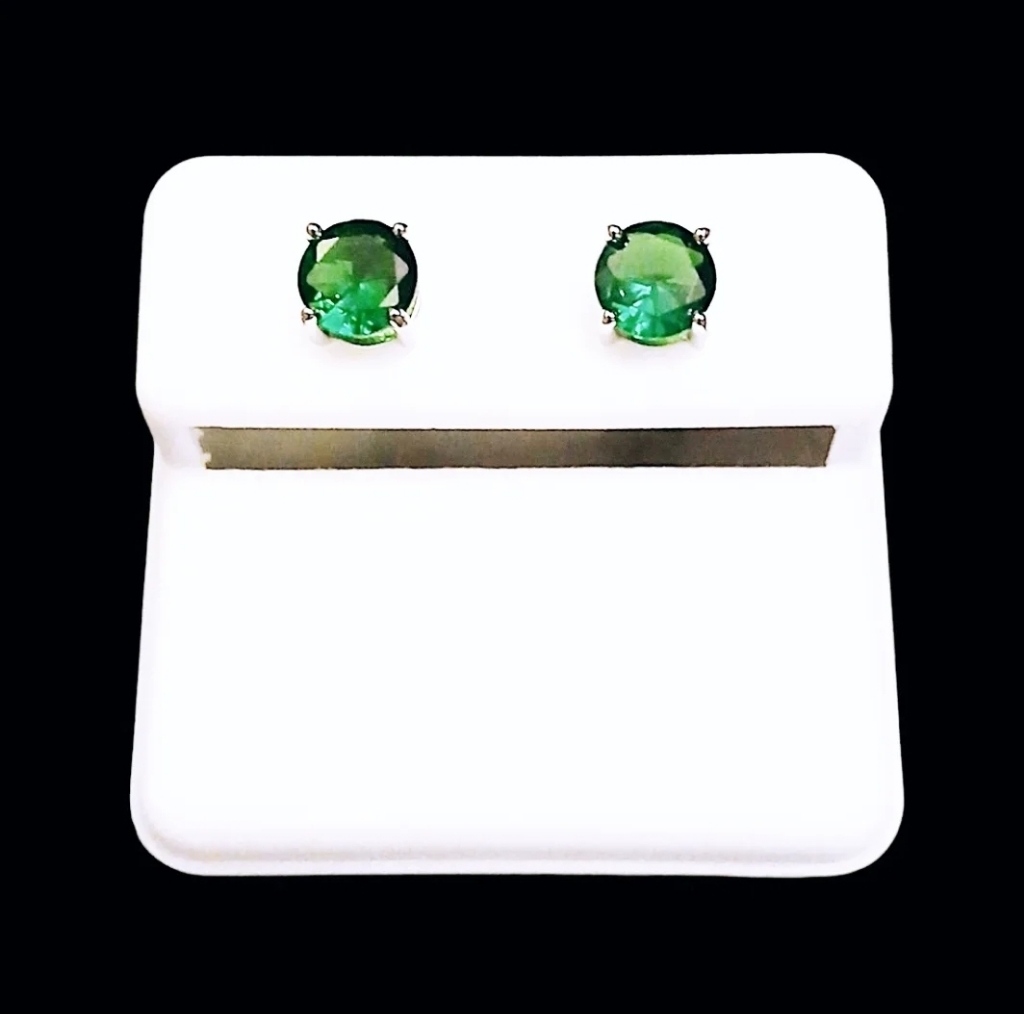 925 Green Nano Emerald Earrings